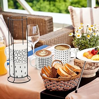 Amazon.com: TOPZEA Set of 4 Stackable Coffee Mugs with Stand